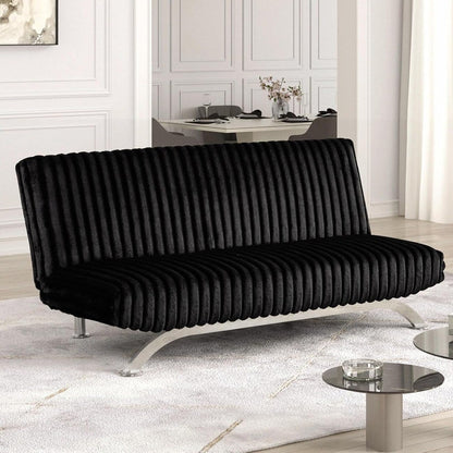 Upholstered Futon Sofa Bed with Vertical Tufting Backrest
