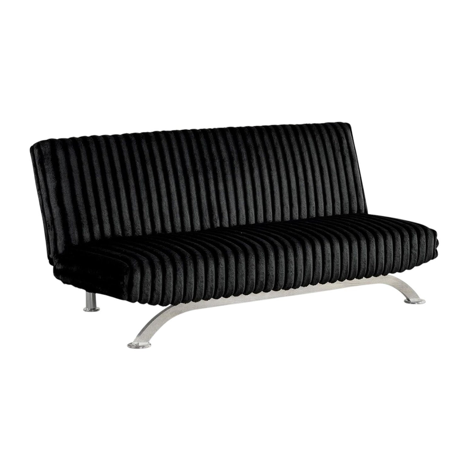 Upholstered Futon Sofa Bed with Vertical Tufting Backrest