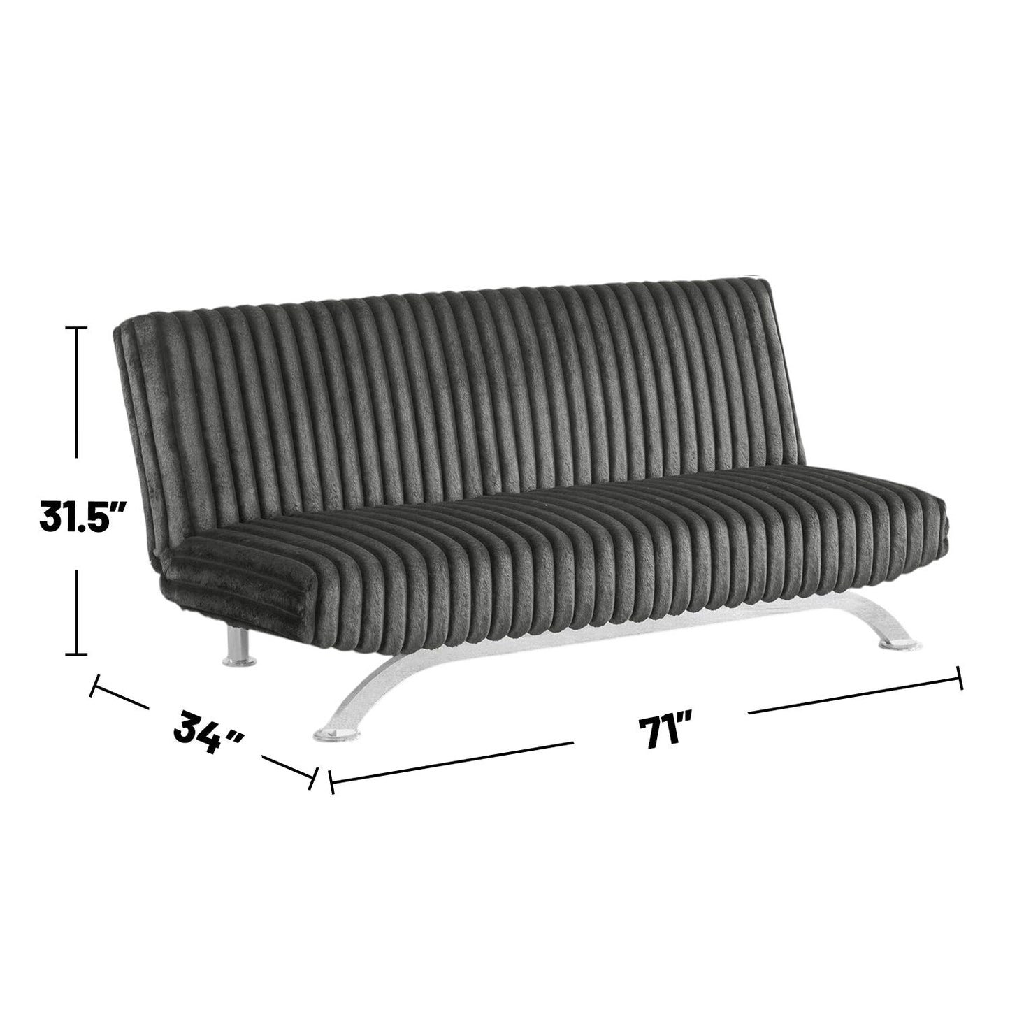 Upholstered Futon Sofa Bed with Vertical Tufting Backrest