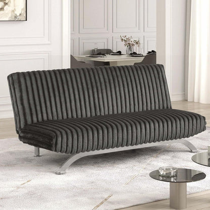 Upholstered Futon Sofa Bed with Vertical Tufting Backrest