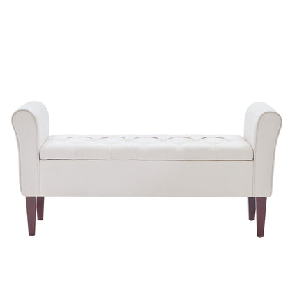 Banc de rangement rembourré, banc d'entrée avec dessus rabattable touffeté, 50,4 pouces