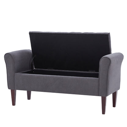Banc de rangement rembourré, banc d'entrée avec dessus rabattable touffeté, 50,4 pouces