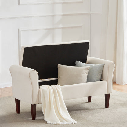 Banc de rangement rembourré, banc d'entrée avec dessus rabattable touffeté, 50,4 pouces