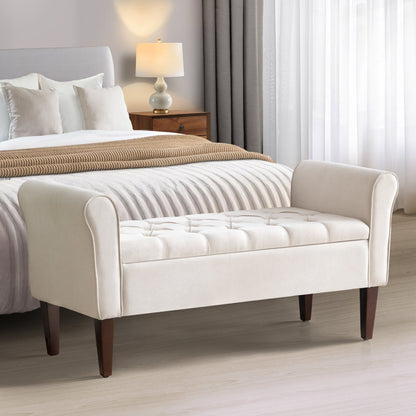 Banc de rangement rembourré, banc d'entrée avec dessus rabattable touffeté, 50,4 pouces
