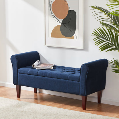 Banc de rangement rembourré, banc d'entrée avec dessus rabattable touffeté, 50,4 pouces