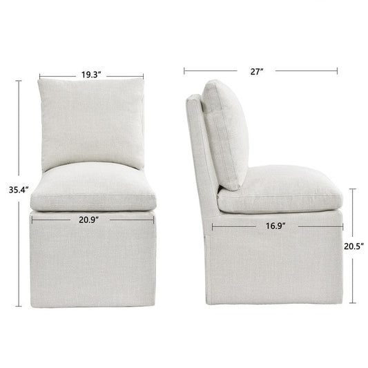 Chaise de salle à manger pivotante et rembourrée en lin