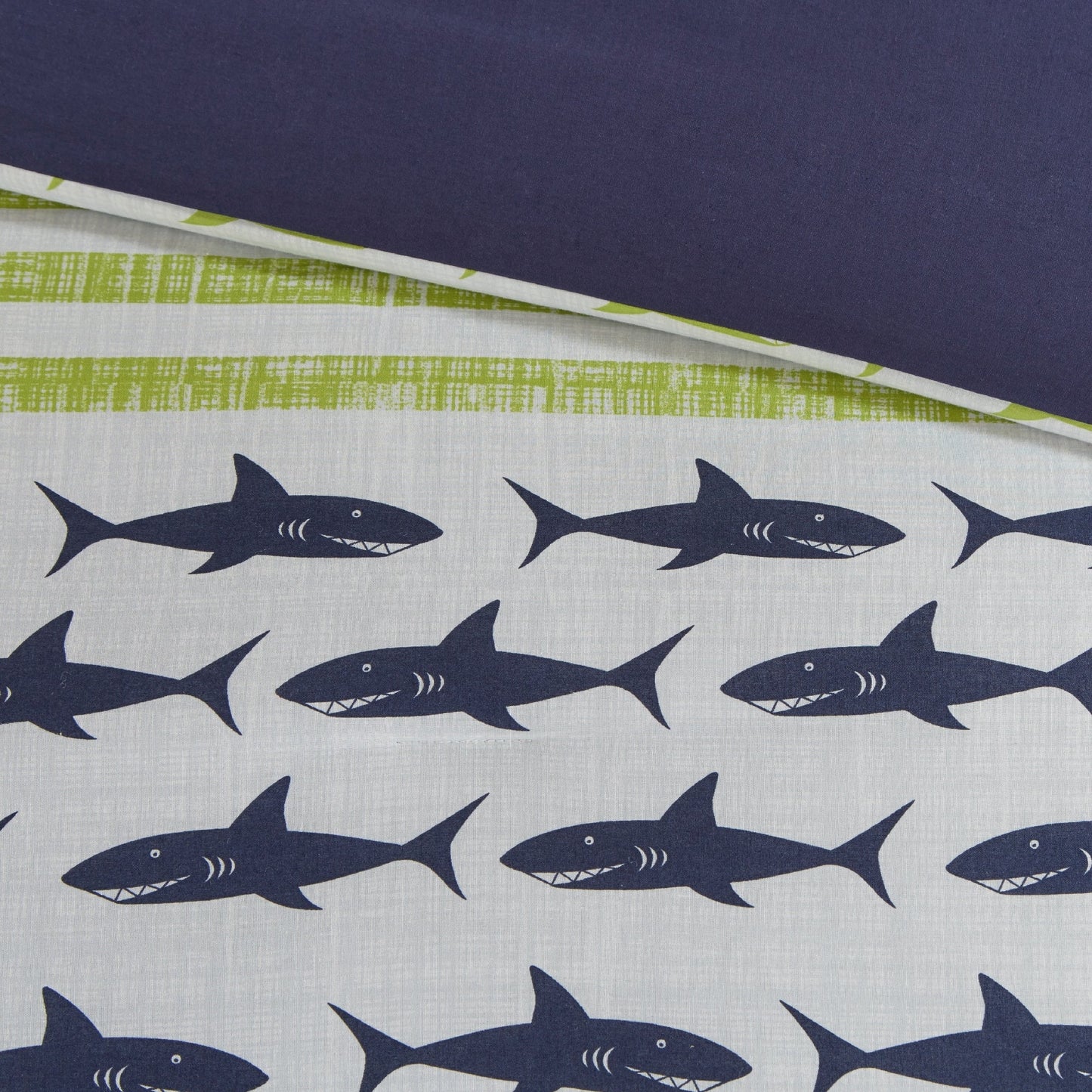 Parure de lit en coton vert/bleu marine Aaron Shark d'Urban Habitat Kids