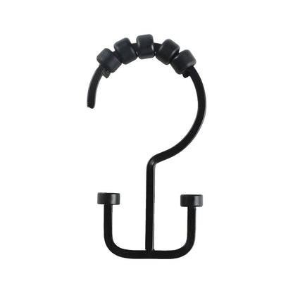 Crochets de rideau de douche à double enroulement Utopia Alley Deco Flat, noir mat - Noir mat