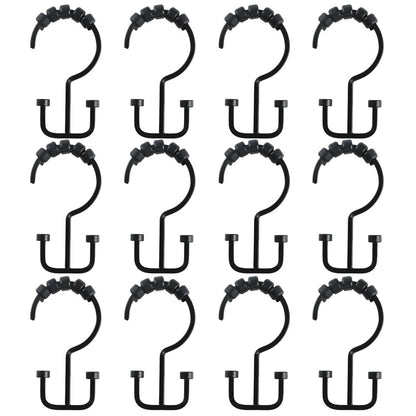 Crochets de rideau de douche à double enroulement Utopia Alley Deco Flat, noir mat - Noir mat