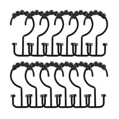 Crochets de rideau de douche à double enroulement Utopia Alley Deco Flat, noir mat - Noir mat
