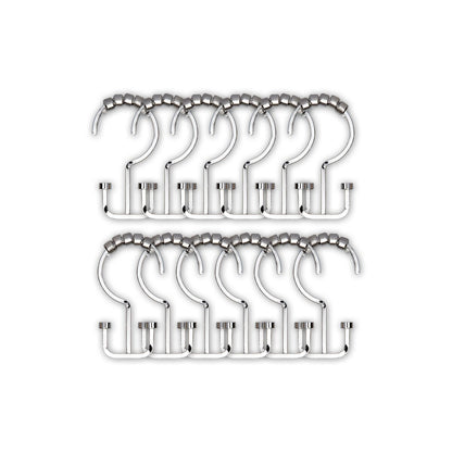 Crochets de rideau de douche à double enroulement Utopia Alley Deco, chrome poli