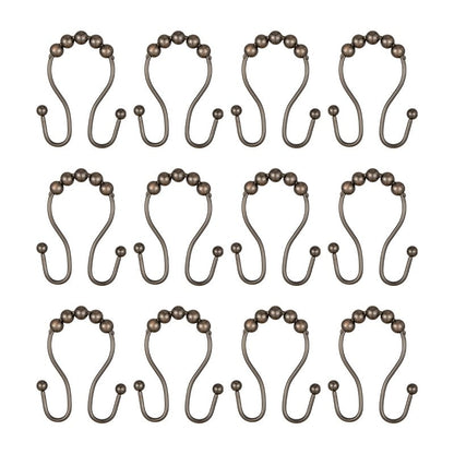 Lot de 12 crochets de rideau de douche en acier inoxydable à double boule roulante Utopia Alley