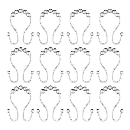Lot de 12 crochets de rideau de douche en acier inoxydable à double boule roulante Utopia Alley