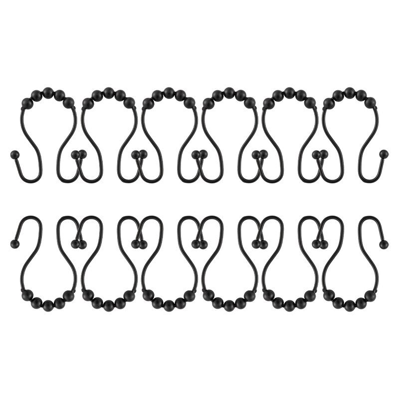 Lot de 12 crochets de rideau de douche en acier inoxydable à double boule roulante Utopia Alley