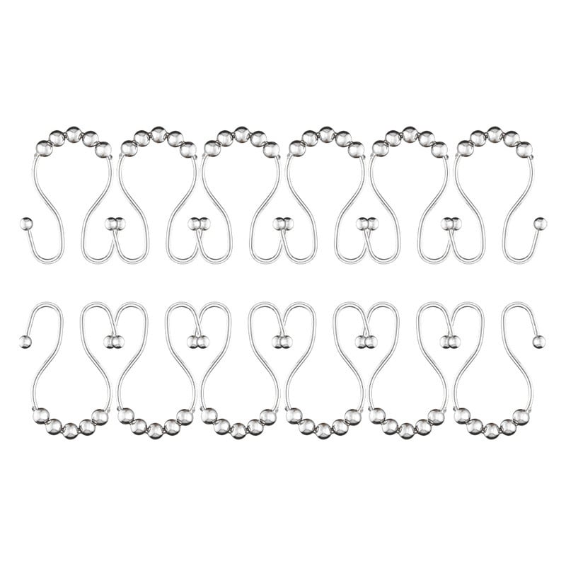Lot de 12 crochets de rideau de douche en acier inoxydable à double boule roulante Utopia Alley