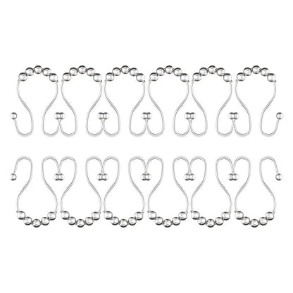 Lot de 12 crochets de rideau de douche en acier inoxydable à double boule roulante Utopia Alley