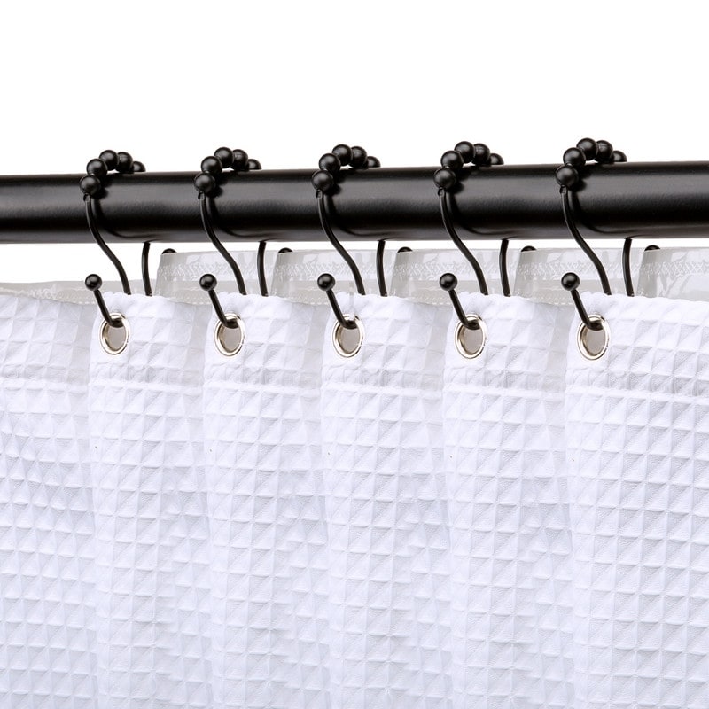 Lot de 12 crochets de rideau de douche en acier inoxydable à double boule roulante Utopia Alley