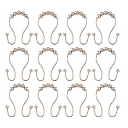 Lot de 12 crochets de rideau de douche en acier inoxydable à double boule roulante Utopia Alley
