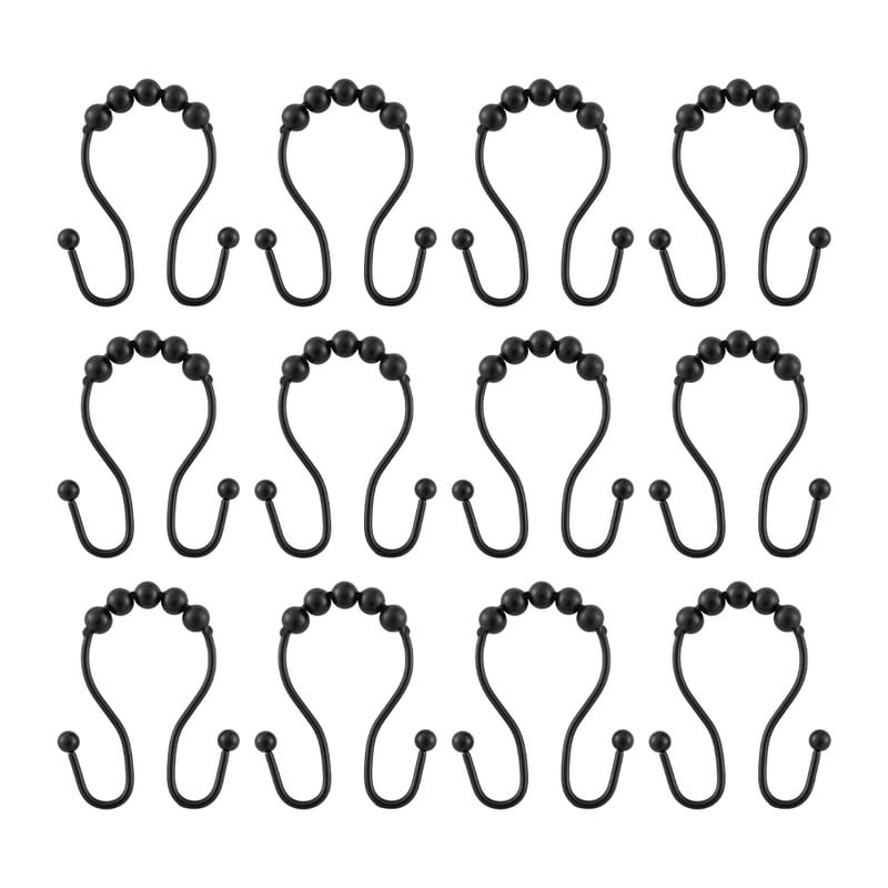 Lot de 12 crochets de rideau de douche en acier inoxydable à double boule roulante Utopia Alley