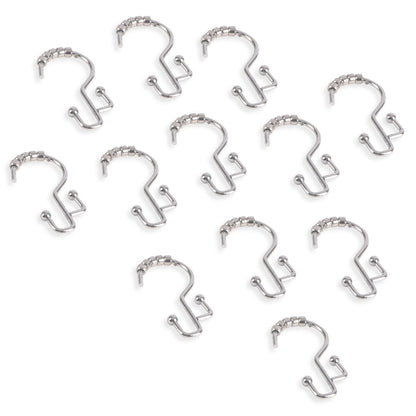 Crochets de douche Utopia Alley - Anneaux de rideau de douche doubles pour salle de bain - Crochets de rideau de douche antirouille - Lot de 12, Chrome
