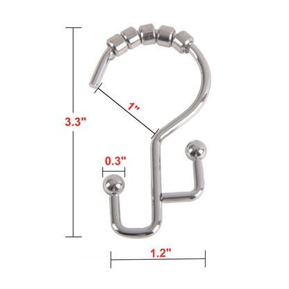 Crochets de douche Utopia Alley - Anneaux de rideau de douche doubles pour salle de bain - Crochets de rideau de douche antirouille - Lot de 12, Chrome