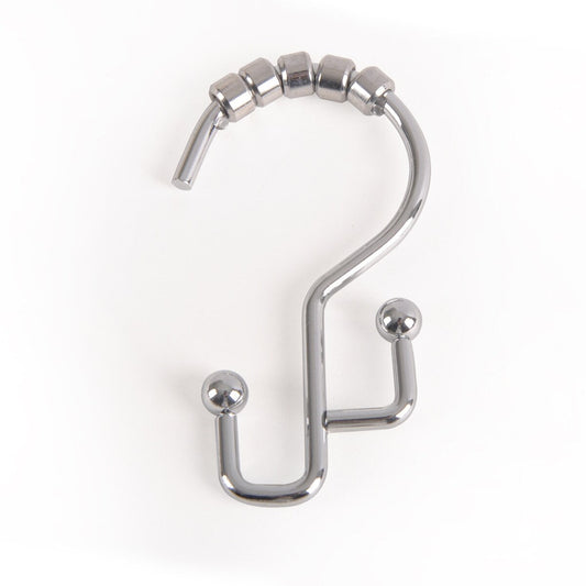 Crochets de douche Utopia Alley - Anneaux de rideau de douche doubles pour salle de bain - Crochets de rideau de douche antirouille - Lot de 12, Chrome