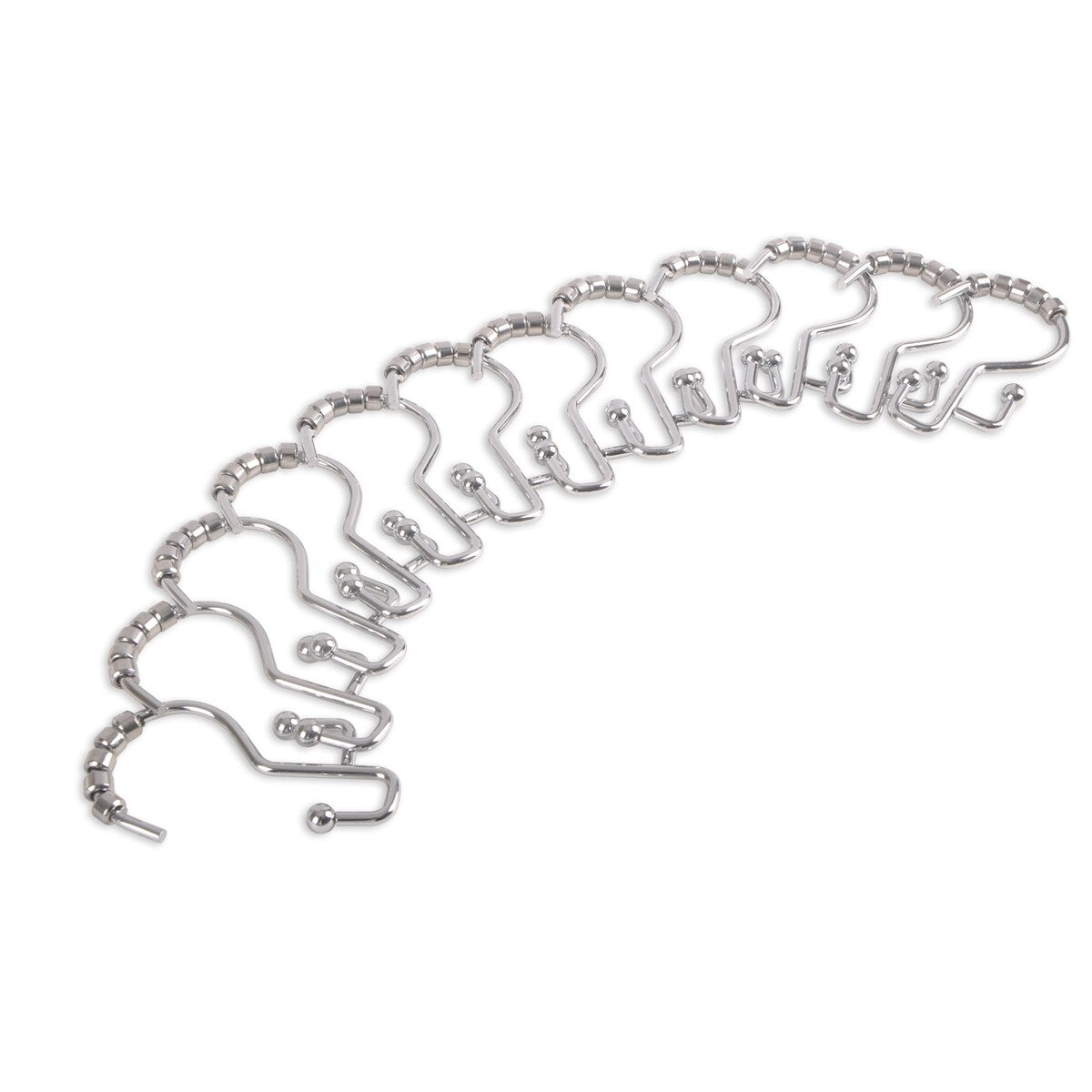 Crochets de douche Utopia Alley - Anneaux de rideau de douche doubles pour salle de bain - Crochets de rideau de douche antirouille - Lot de 12, Chrome