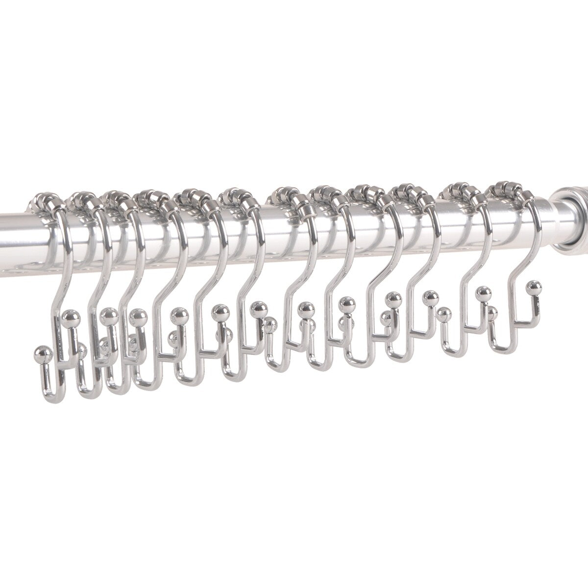 Crochets de douche Utopia Alley - Anneaux de rideau de douche doubles pour salle de bain - Crochets de rideau de douche antirouille - Lot de 12, Chrome