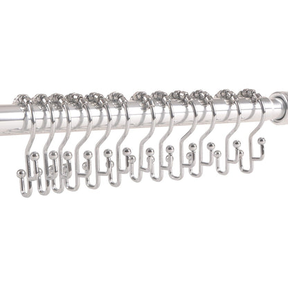 Crochets de douche Utopia Alley - Anneaux de rideau de douche doubles pour salle de bain - Crochets de rideau de douche antirouille - Lot de 12, Chrome