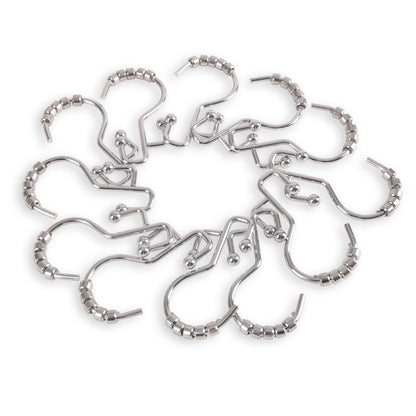 Crochets de douche Utopia Alley - Anneaux de rideau de douche doubles pour salle de bain - Crochets de rideau de douche antirouille - Lot de 12, Chrome
