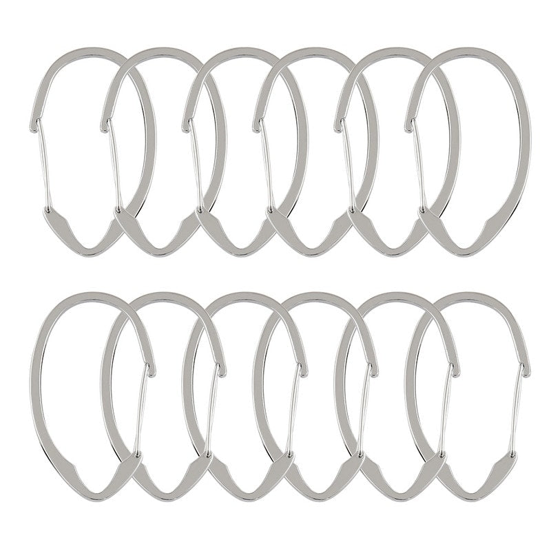 Anneaux de rideau de douche en zinc antirouille Utopia Alley pour salle de bain, lot de 12