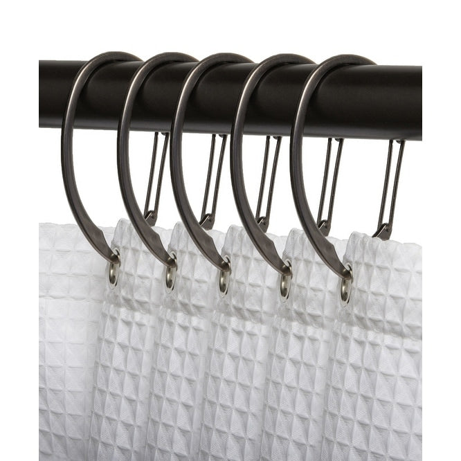 Anneaux de rideau de douche en zinc antirouille Utopia Alley pour salle de bain, lot de 12