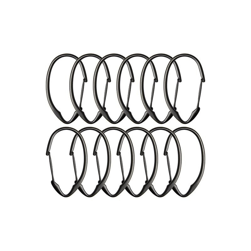 Anneaux de rideau de douche en zinc antirouille Utopia Alley pour salle de bain, lot de 12