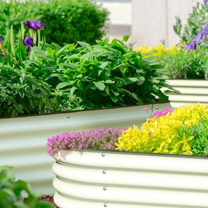 Jardinière surélevée en métal galvanisé VEIKOUS 8 pi x 2 pi x 1 pi, jardinière 9 en 1 pour le jardinage extérieur