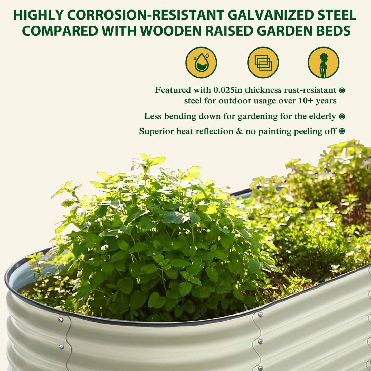 Jardinière surélevée en métal galvanisé VEIKOUS 8 pi x 2 pi x 1 pi, jardinière 9 en 1 pour le jardinage extérieur