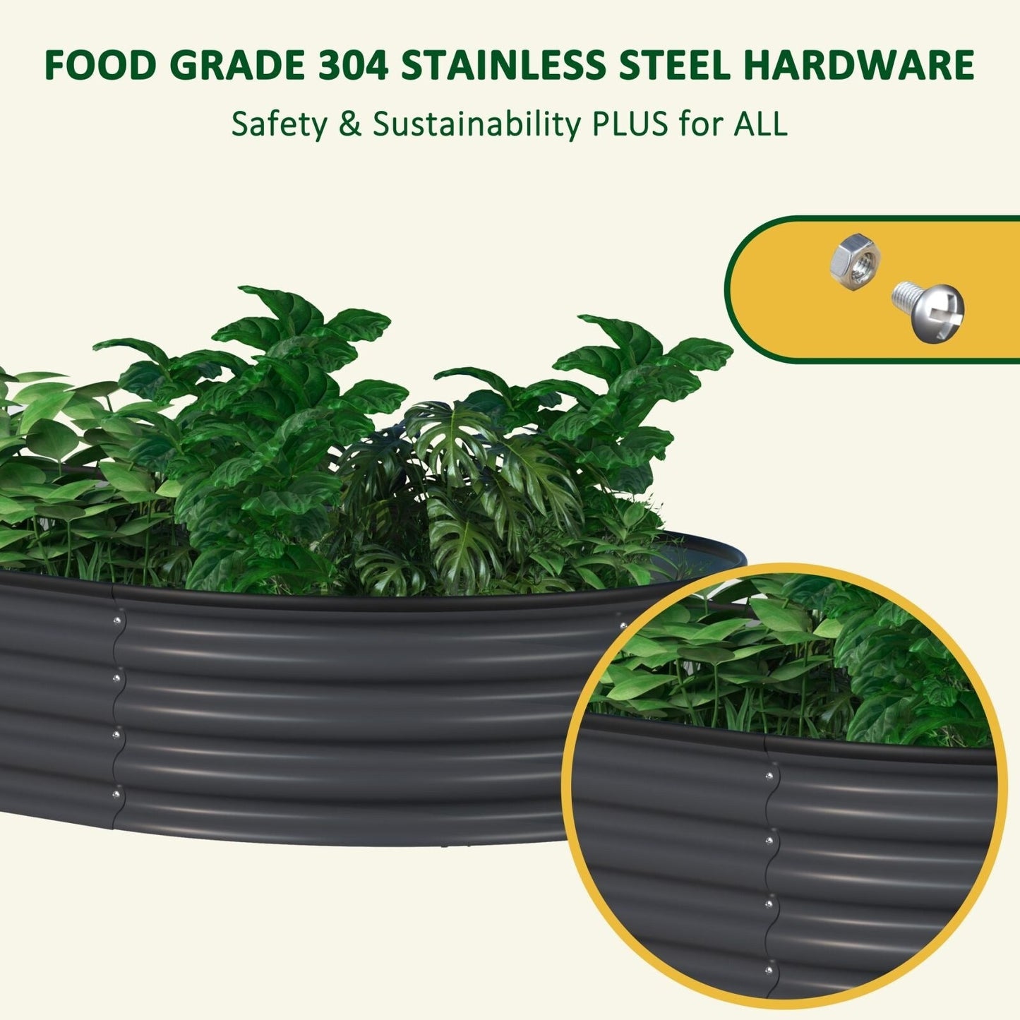 Jardinière surélevée en métal galvanisé VEIKOUS 8 pi x 2 pi x 1 pi, jardinière 9 en 1 pour le jardinage extérieur