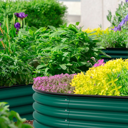 Jardinière surélevée en métal galvanisé VEIKOUS 8 pi x 2 pi x 1 pi, jardinière 9 en 1 pour le jardinage extérieur