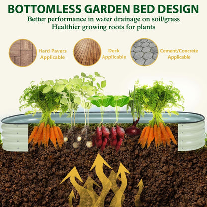 Jardinière surélevée en métal galvanisé VEIKOUS 8 pi x 2 pi x 1 pi, jardinière 9 en 1 pour le jardinage extérieur