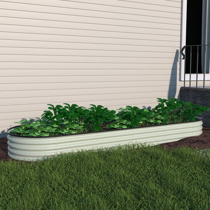 Jardinière surélevée en métal galvanisé VEIKOUS 8 pi x 2 pi x 1 pi, jardinière 9 en 1 pour le jardinage extérieur