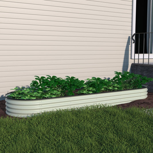 Jardinière surélevée en métal galvanisé VEIKOUS 8 pi x 2 pi x 1 pi, jardinière 9 en 1 pour le jardinage extérieur