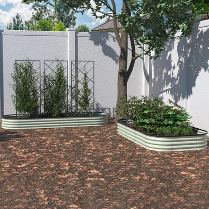 Jardinière surélevée en métal galvanisé VEIKOUS 8 pi x 2 pi x 1 pi, jardinière 9 en 1 pour le jardinage extérieur