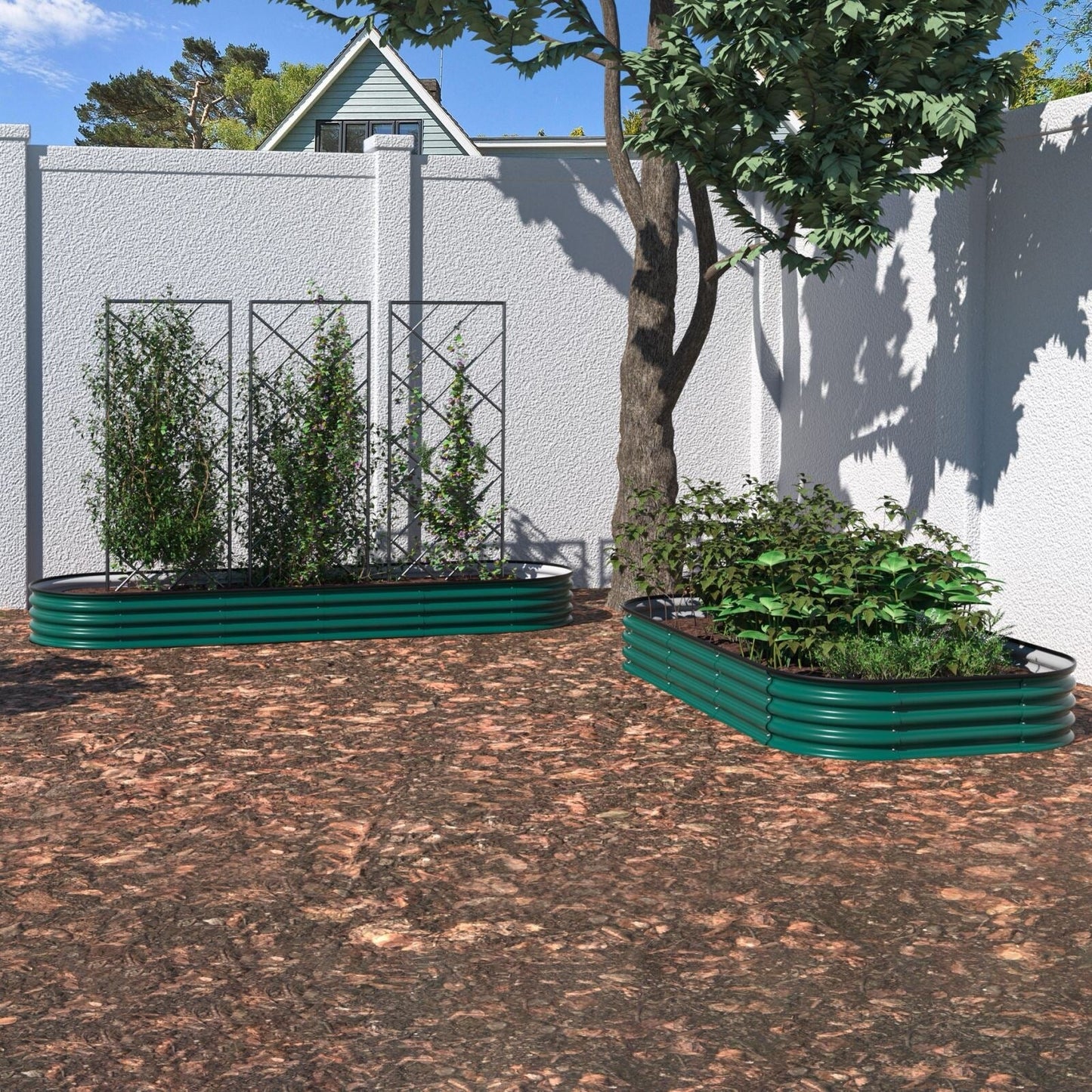 Jardinière surélevée en métal galvanisé VEIKOUS 8 pi x 2 pi x 1 pi, jardinière 9 en 1 pour le jardinage extérieur