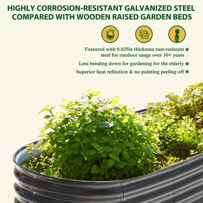 Jardinière surélevée en métal galvanisé VEIKOUS 8 pi x 2 pi x 1 pi, jardinière 9 en 1 pour le jardinage extérieur