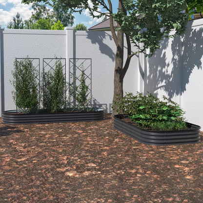 Jardinière surélevée en métal galvanisé VEIKOUS 8 pi x 2 pi x 1 pi, jardinière 9 en 1 pour le jardinage extérieur