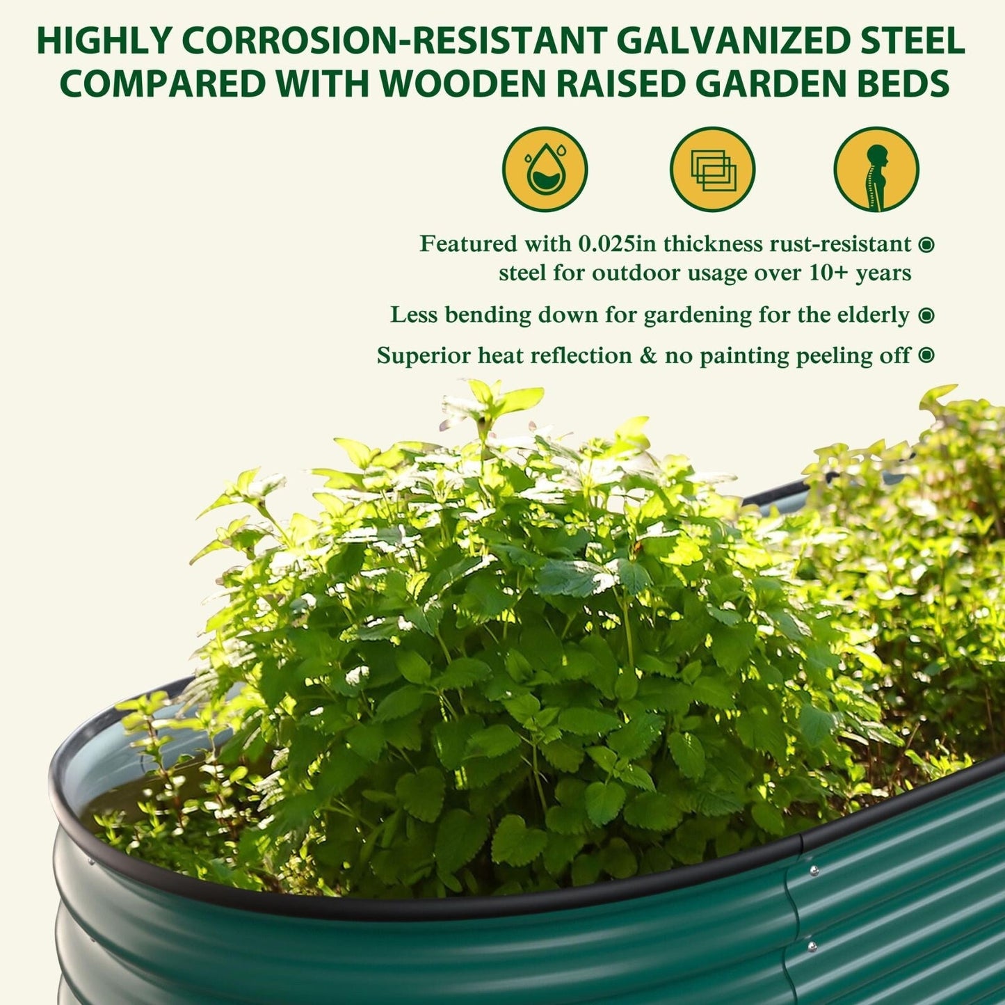 Jardinière surélevée en métal galvanisé VEIKOUS 8 pi x 2 pi x 1 pi, jardinière 9 en 1 pour le jardinage extérieur