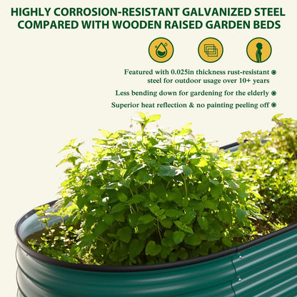 Jardinière surélevée en métal galvanisé VEIKOUS 8 pi x 2 pi x 1 pi, jardinière 9 en 1 pour le jardinage extérieur