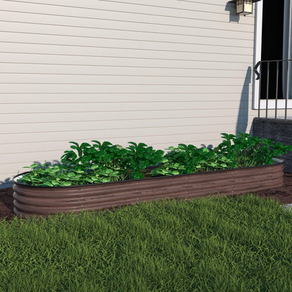 Jardinière surélevée en métal galvanisé VEIKOUS 8 pi x 2 pi x 1 pi, jardinière 9 en 1 pour le jardinage extérieur