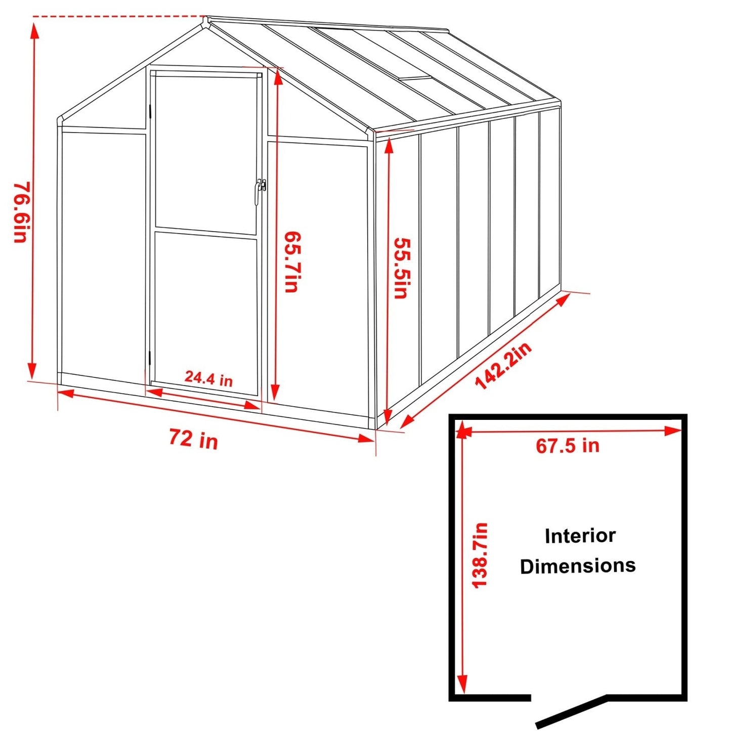 Serre de jardin en aluminium VEIKOUS avec ventilation de toit réglable et porte verrouillable, gris