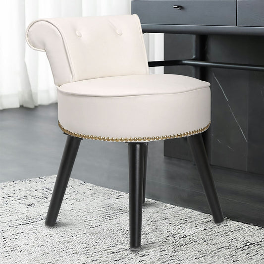Tabouret de maquillage VEIKOUS avec dossier bas et pieds en bois - 17,3 x 15,7 x 25,1