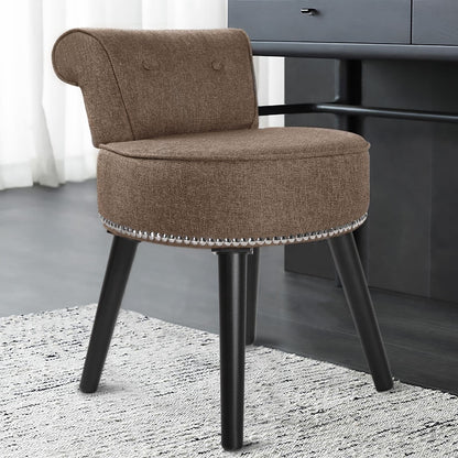 Tabouret de maquillage VEIKOUS avec dossier bas et pieds en bois - 17,3 x 15,7 x 25,1